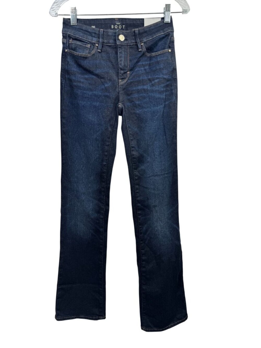 NEW The Everyday Soft Mid Rise Bootcut Jeans Size 00 WHBM Dark Wash Cotton Blend